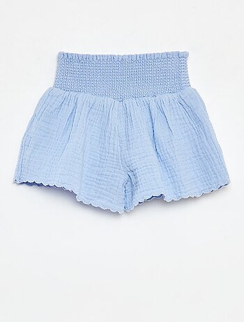 Short brodé en gaze de coton