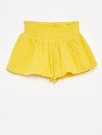 Short brodé en gaze de coton