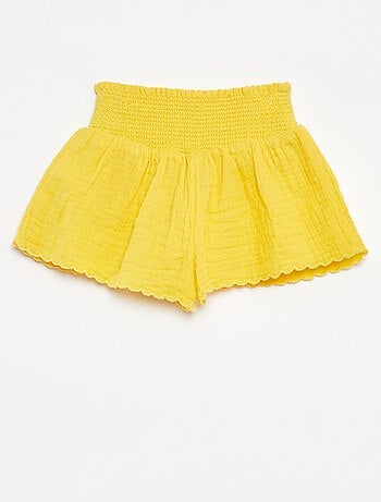 Short brodé en gaze de coton