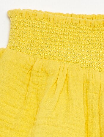 Short brodé en gaze de coton