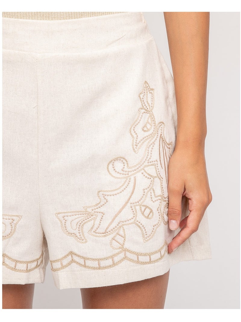 Short broderie xacoure Beige - Kiabi