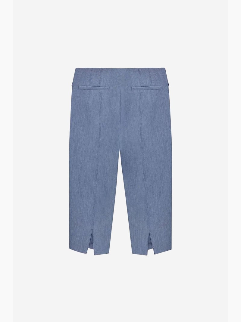 Short capri droit taille haute avec fente dilvin Bleu saphir - Kiabi