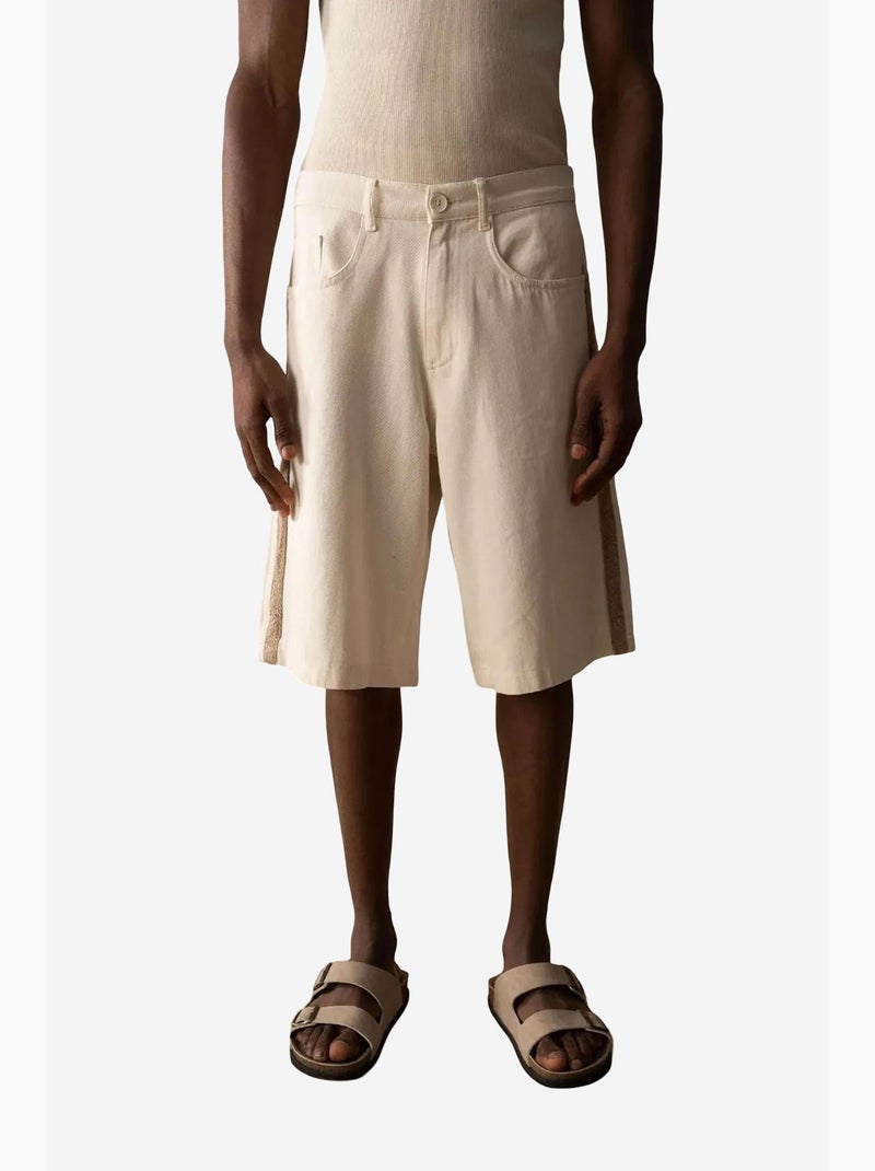 Short capri en gabardine taille mi-haute pour homme avec poches giesto Beige argile - Kiabi