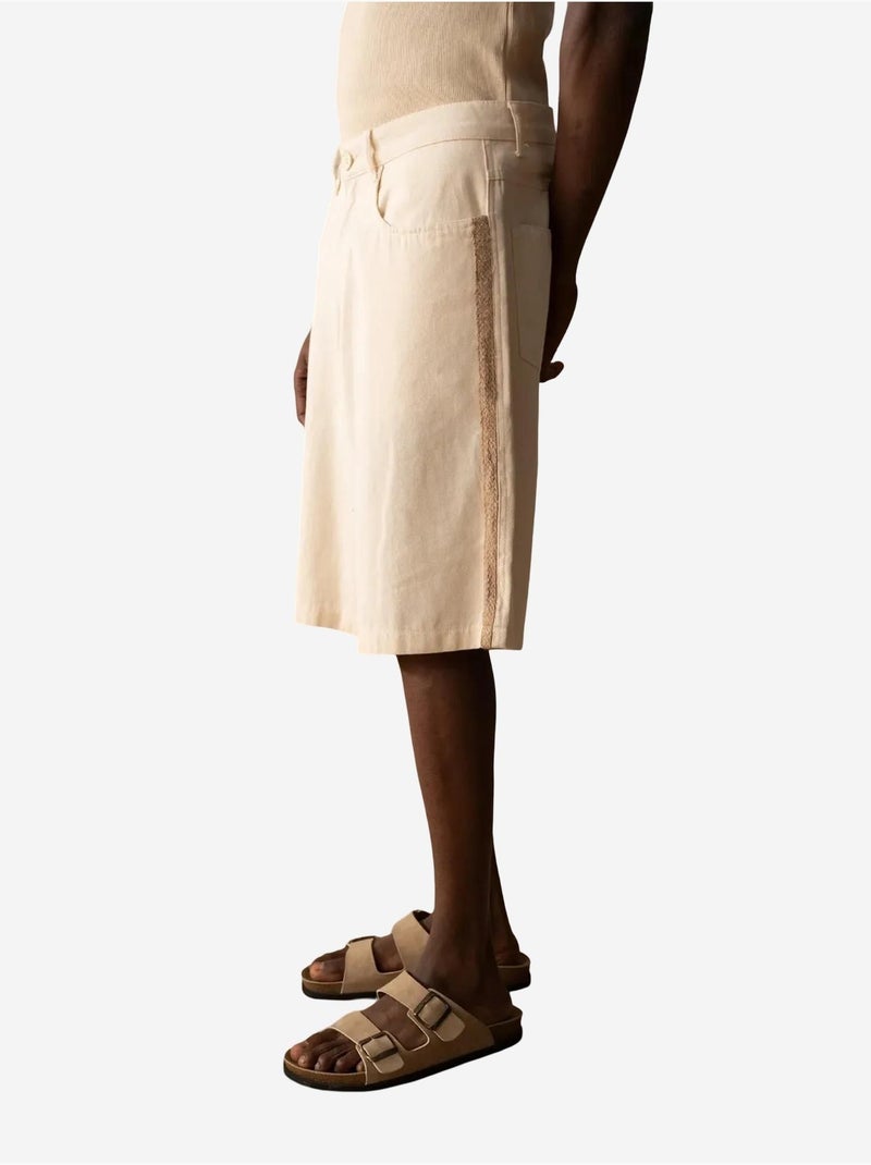 Short capri en gabardine taille mi-haute pour homme avec poches giesto Beige argile - Kiabi
