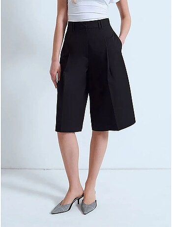 Short capri en popeline de coton à taille haute dilvin