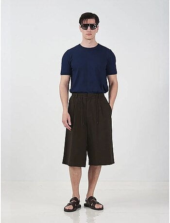 Short capri mi-haut à jambes larges et cordon de serrage à la taille giesto
