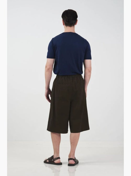 Short capri mi-haut à jambes larges et cordon de serrage à la taille giesto - Kiabi