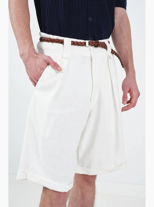 Short chino en coton taille haute et jambes larges giesto - Kiabi