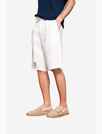 Short chino en mélange de lin à taille haute giesto