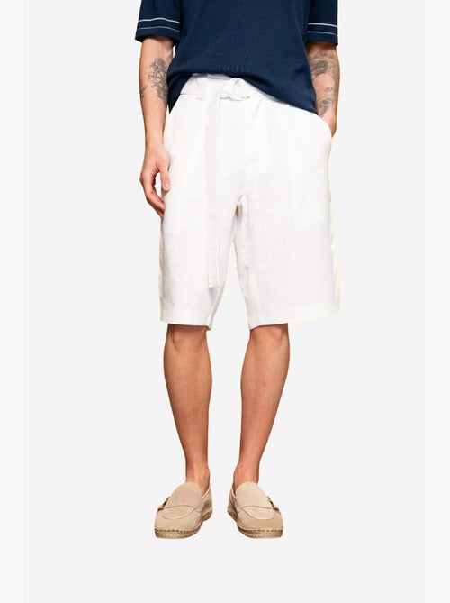 Short chino en mélange de lin à taille haute giesto - Kiabi