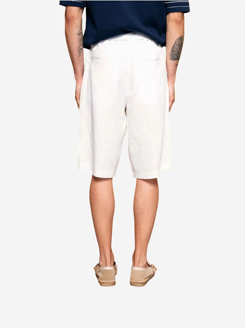 Short chino en mélange de lin à taille haute giesto Blanc - Kiabi