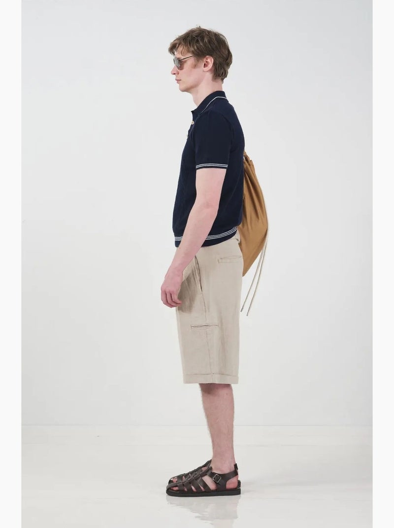 Short chino taille mi-haute jambes larges avec poches giesto Beige argile - Kiabi