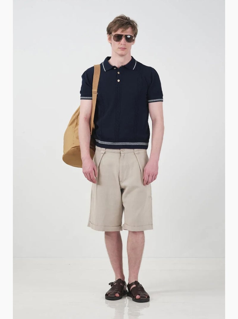 Short chino taille mi-haute jambes larges avec poches giesto Beige argile - Kiabi