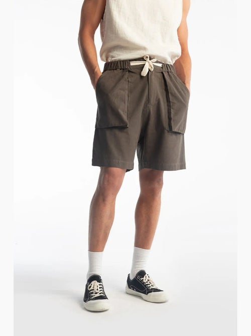 Short coupe classique en lin mélangé avec cordon de serrage à la taille giesto - Kiabi