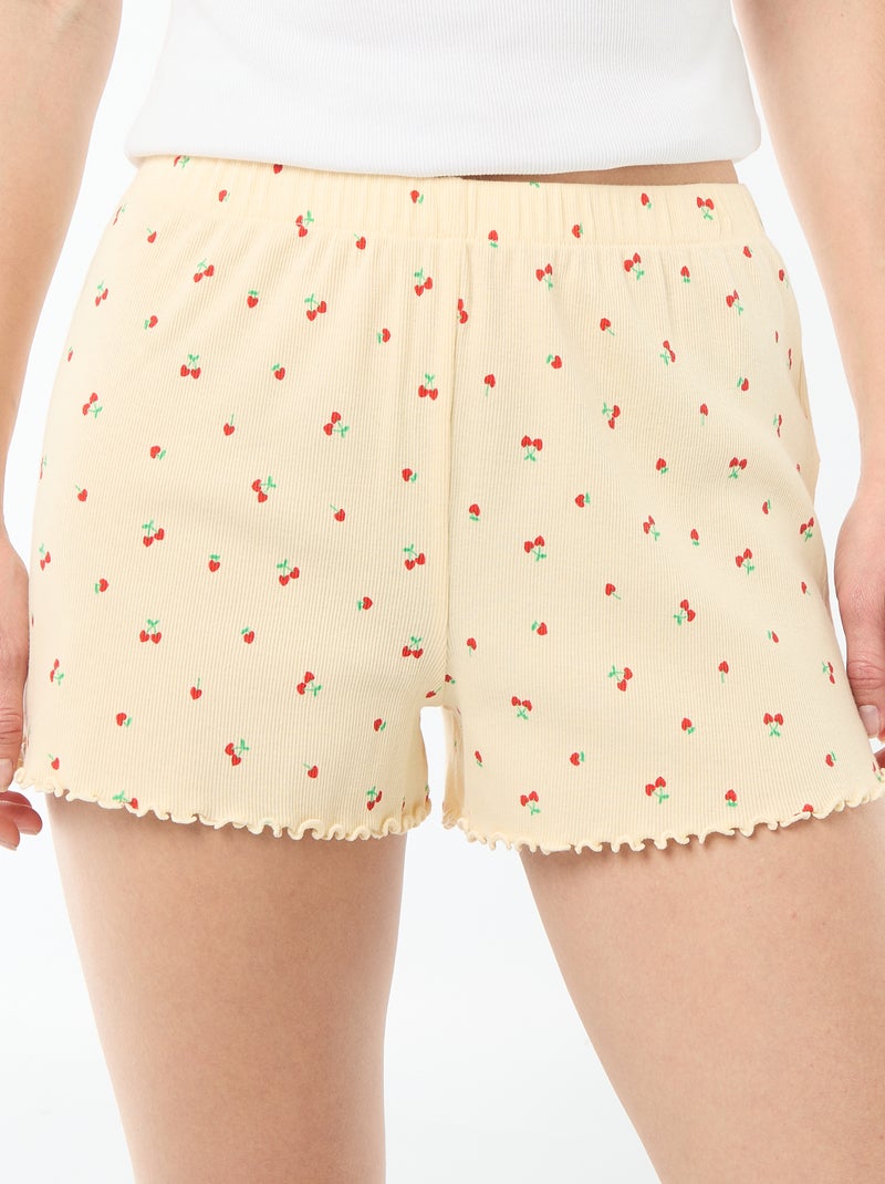 Short court de pyjama 'cerise' all-over en coton Jaune - Kiabi