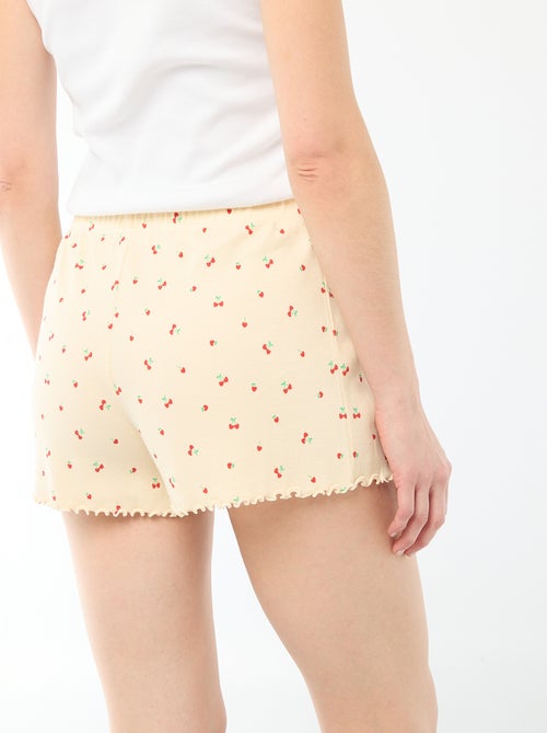 Short court de pyjama 'cerise' all-over en coton - Kiabi