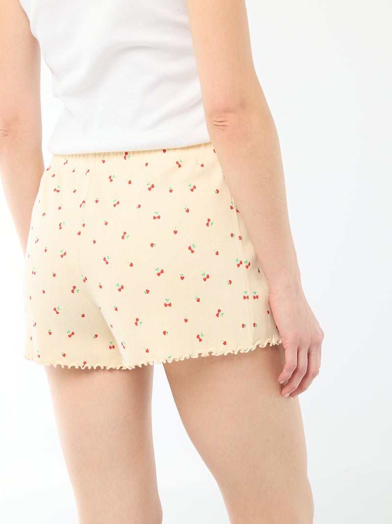 Short court de pyjama 'cerise' all-over en coton Jaune - Kiabi