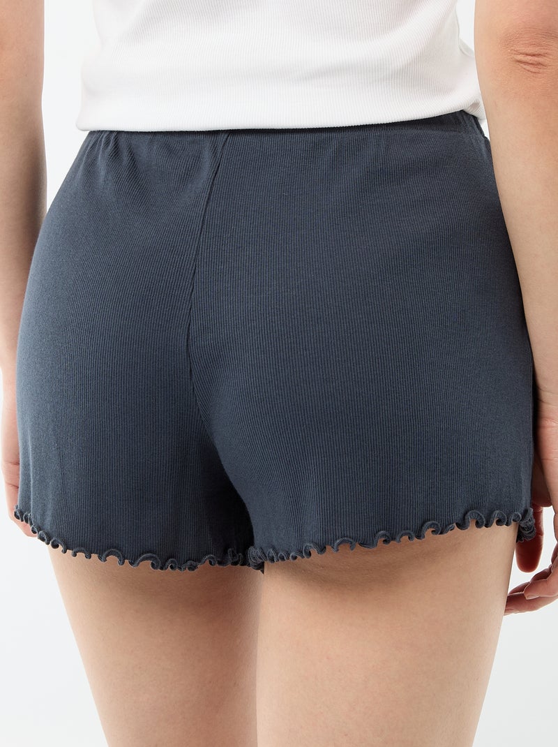 Short court de pyjama en coton uni Bleu - Kiabi