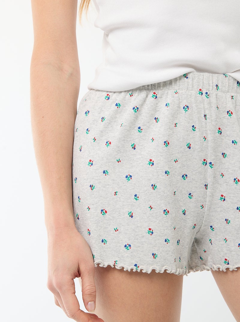 Short court de pyjama 'fleurs' all-over en coton Gris - Kiabi