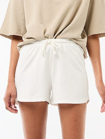 Short court en coton uni avec lien
