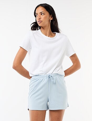 Short court en coton uni avec lien