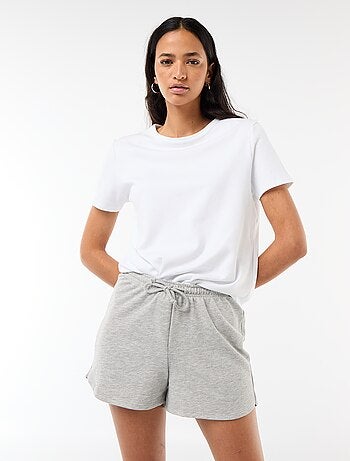 Short court en coton uni avec lien