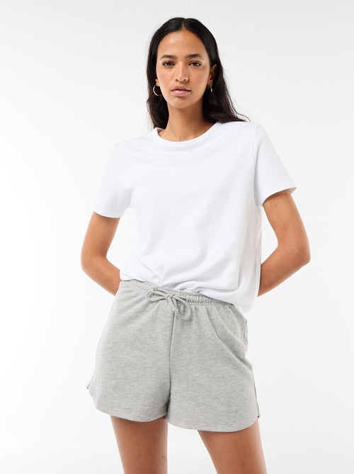 Short court en coton uni avec lien - Kiabi