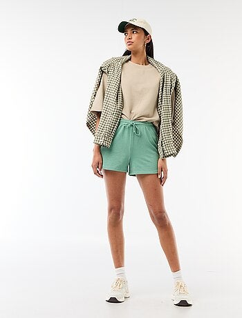 Short court en coton uni avec lien