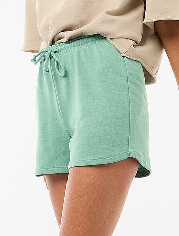 Short court en coton uni avec lien