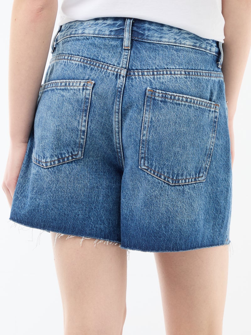 Short court en denim taille haute Bleu - Kiabi