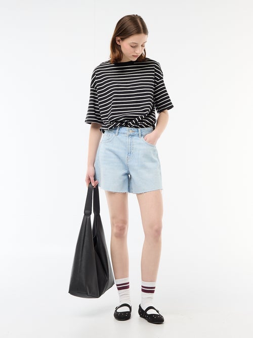 Short court en denim taille haute - Kiabi
