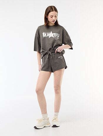 Short court en french terry avec inscription
