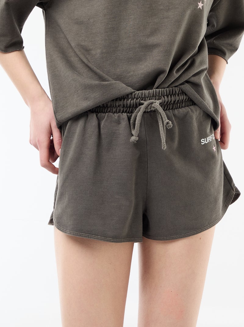 Short court en french terry avec inscription Gris - Kiabi