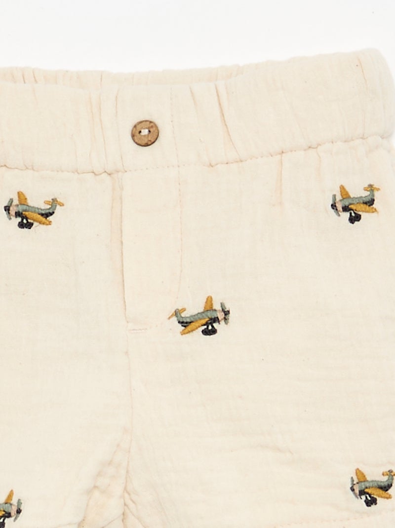 Short court en gaze de coton Beige - Kiabi