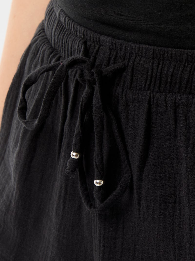 Short court en gaze de coton Noir - Kiabi