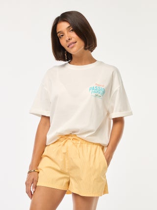 Short court rayé en popeline
