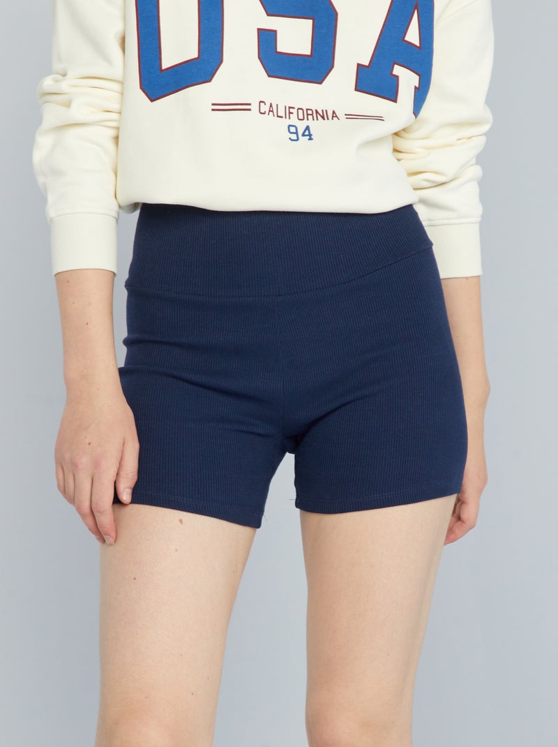 Short cycliste en maille côtelée Bleu marine - Kiabi