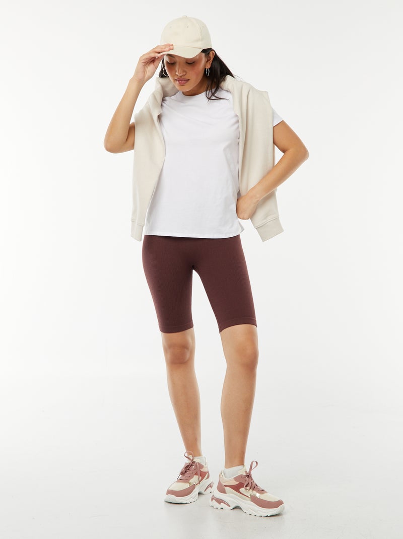 Short cycliste en maille côtelée VIOLET - Kiabi