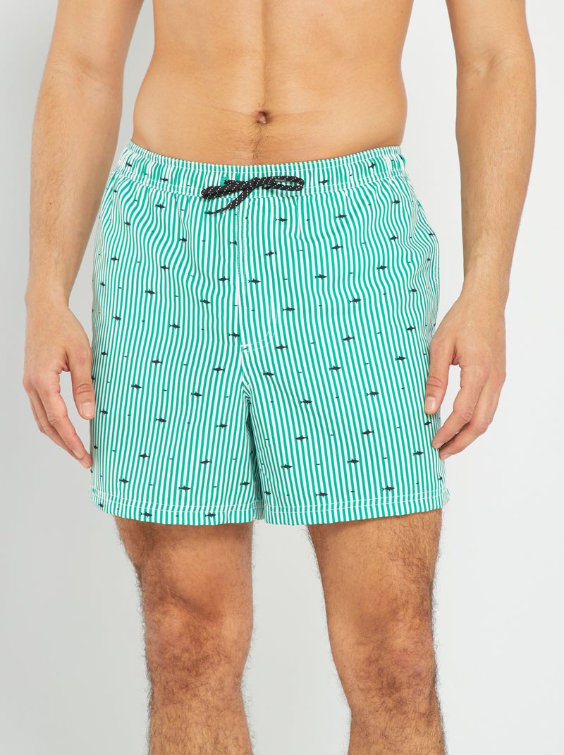Short de bain à rayures Vert - Kiabi
