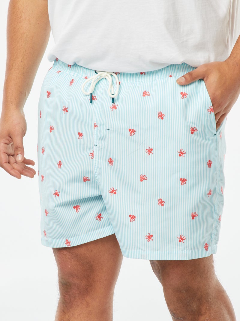Short de bain avec motifs brodés VERT - Kiabi
