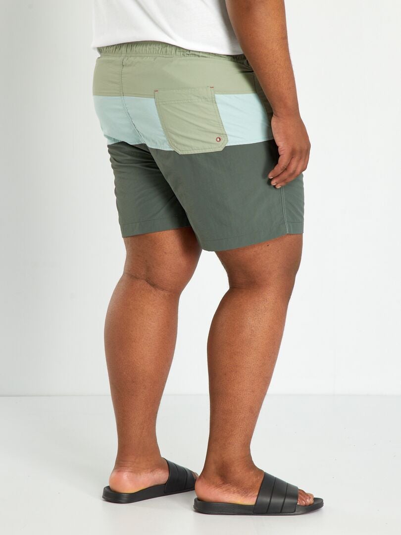 Short de bain 'color-block' Kaki - Kiabi