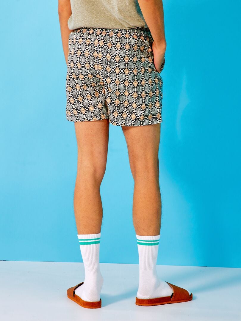 Short de bain court à motifs Beige - Kiabi