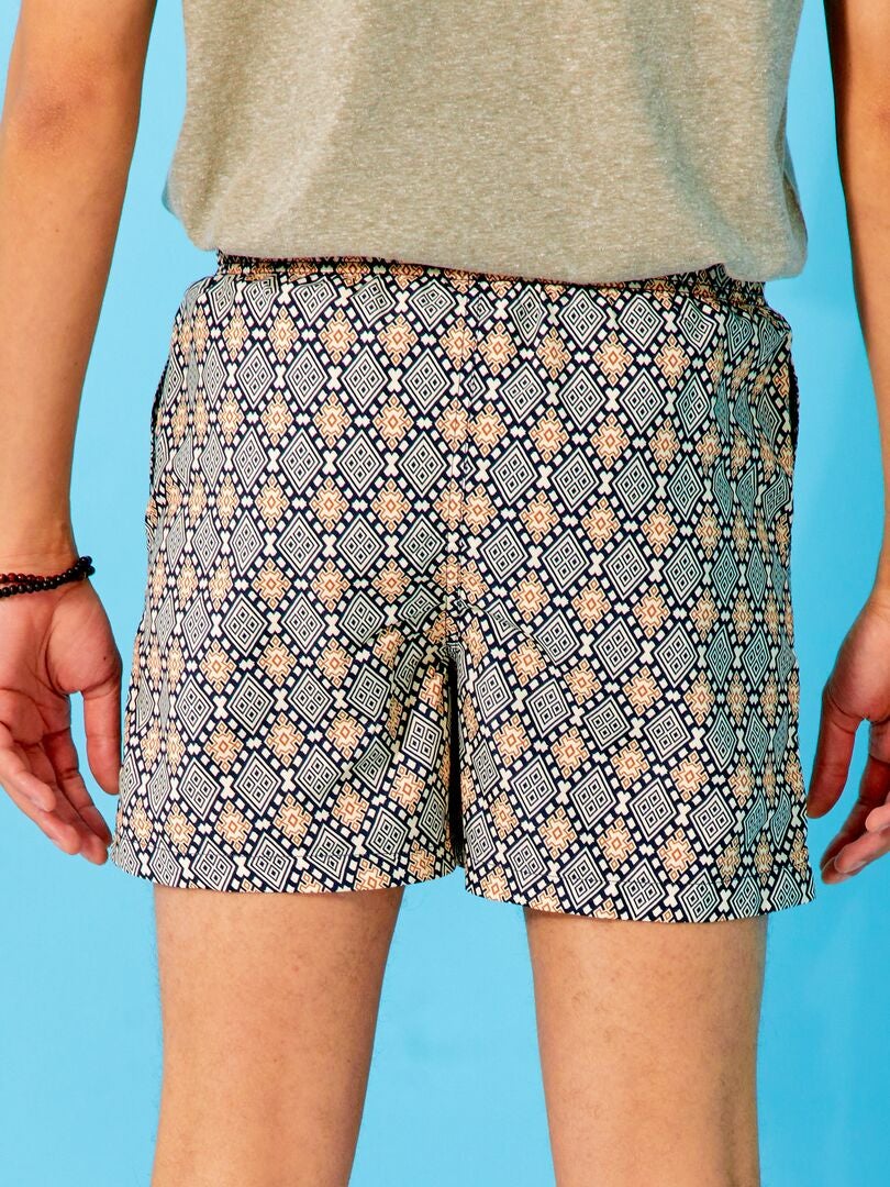 Short de bain court à motifs Beige - Kiabi