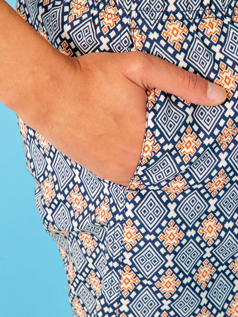 Short de bain court à motifs Beige - Kiabi