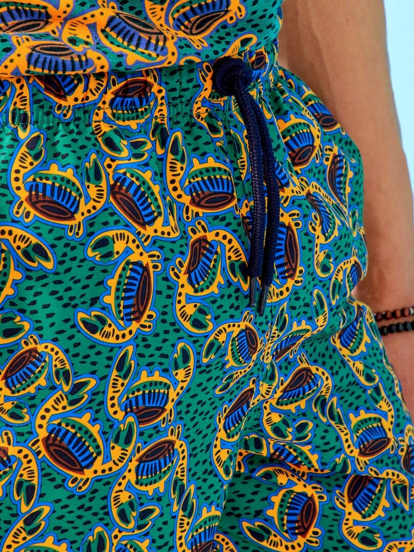 Short de bain court à motifs Vert - Kiabi