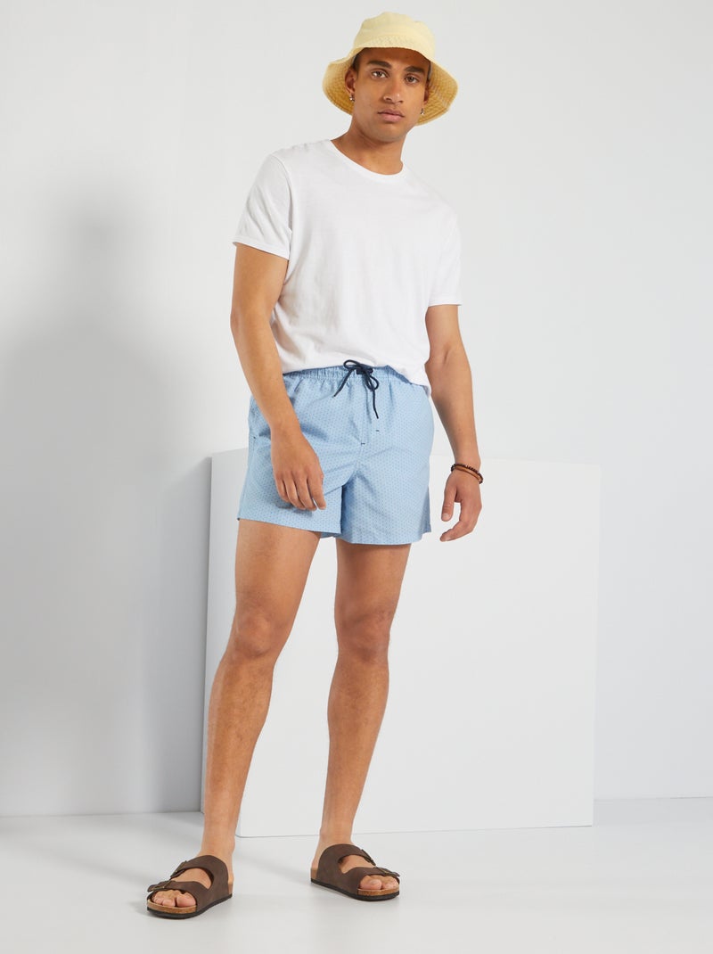 Short de bain fantaisie en microfibre Bleu ciel - Kiabi