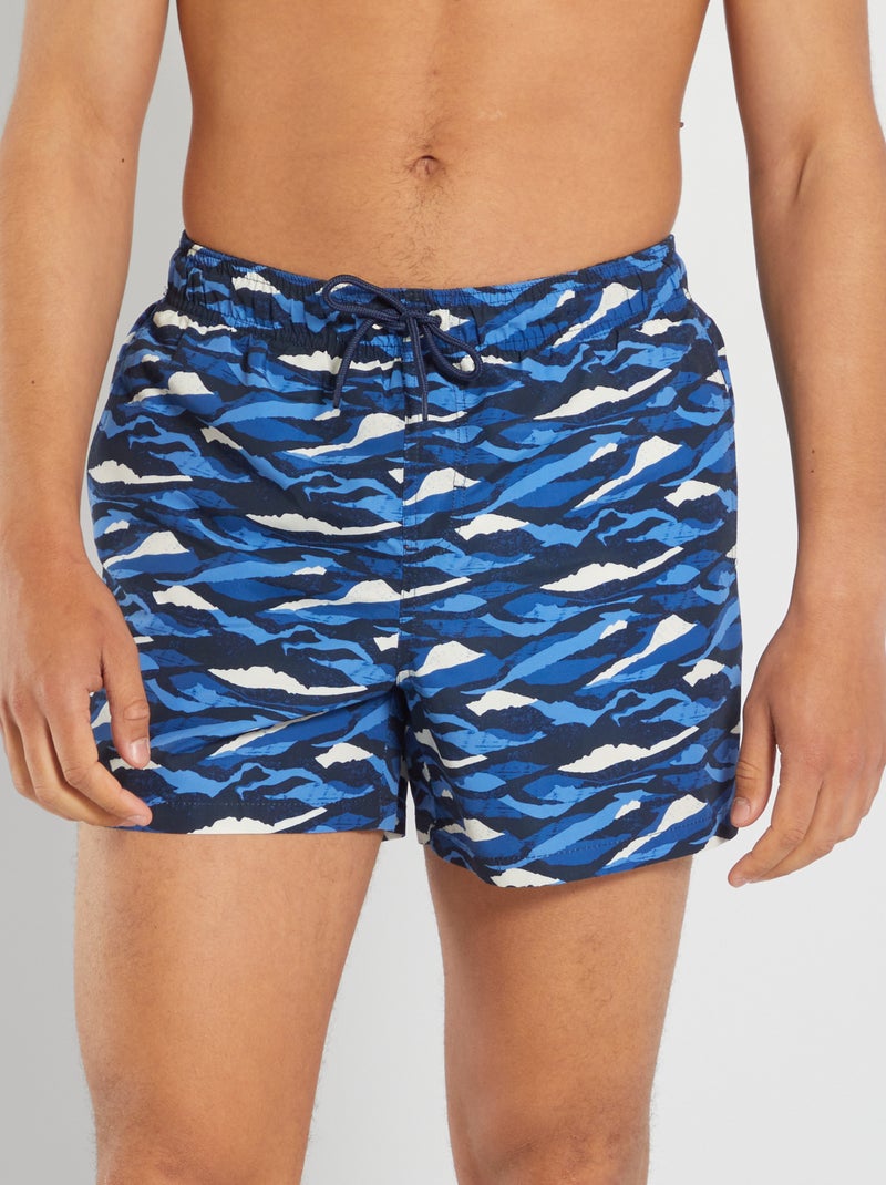 Short de bain fantaisie en microfibre Bleu/camouflage - Kiabi