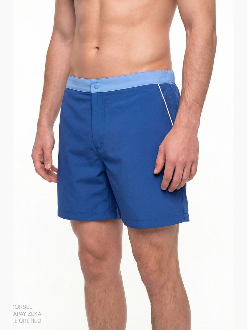 Short de bain homme à passepoil fin penti Bleu cobalt - Kiabi