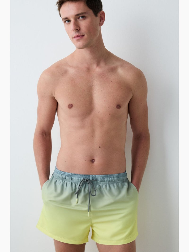 Short de bain homme à rayures dégradées penti Bleu Jaune - Kiabi