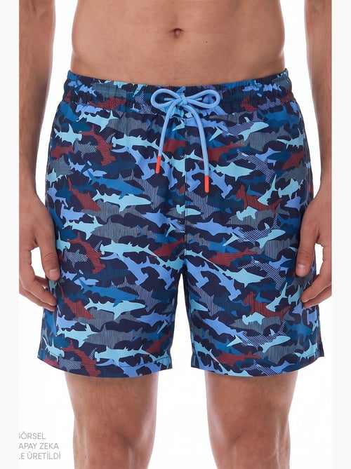 Short de bain homme à rayures et motif poisson penti - Kiabi Short de bain homme à rayures et motif poisson penti - Kiabi